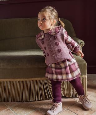 Robe manches longues à col Claudine à carreaux bébé fille vue4 - GEMO(BEBE DEBT) - GEMO