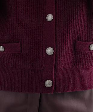 Gilet en grosse maille côtelée extensible avec boutons gravés femme vue5 - GEMO(FEMME PAP) - GEMO