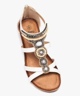 Sandales compensées femme avec bride en T à perles vue5 - GEMO(URBAIN) - GEMO