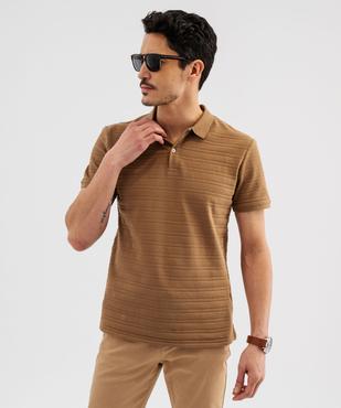 Polo manches courtes à rayures texturées homme vue2 - GEMO (HOMME) - GEMO