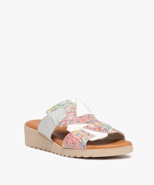 Mules femme confort dessus cuir multicolore vue2 - GEMO (CASUAL) - GEMO