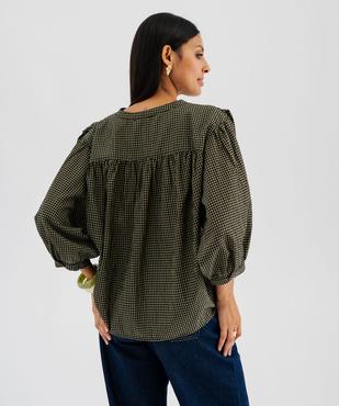Blouse ample à manches 3/4 à carreaux femme vue3 - GEMO(FEMME PAP) - GEMO