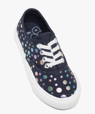 Baskets fille en toile à motifs brillants avec lacets élastiques vue6 - GEMO 4G FILLE - GEMO