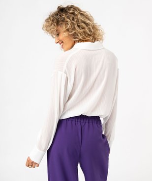 Chemise courte en voile transparent femme vue3 - GEMO(FEMME PAP) - GEMO