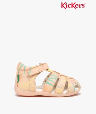 Sandales fille en cuir imprimé avec bout fermé et à scratch - Kickers vue1 - KICKERS - GEMO