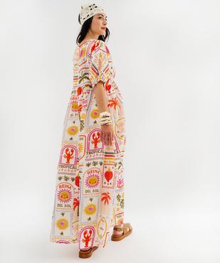Robe longue en gaze de coton à motifs exotiques femme vue4 - GEMO(FEMME PAP) - GEMO