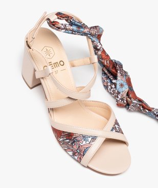 Sandales femme à talon carré et bride foulard vue6 - GEMO(URBAIN) - GEMO