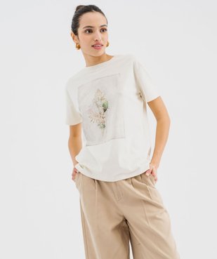 Tee-shirt manches courtes et col rond motif coquillage femme vue1 - GEMO 4G FEMME - GEMO