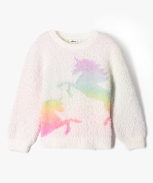 Pull en maille duveteuse et motif licorne fluo fille vue1 - GEMO (ENFANT) - GEMO