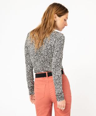 Tee-shirt à manches longues imprimé col V femme vue3 - GEMO 4G FEMME - GEMO