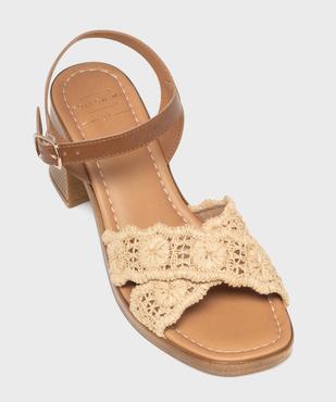 Sandales à talon haut et brides croisées en raphia femme vue5 - FOLLOW ME - GEMO