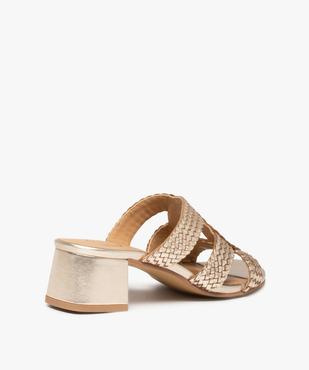 Mules femme à talon dessus cuir tressé – Taneo vue4 - TANEO - GEMO