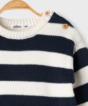 Pull en grosse maille à larges rayures bébé garçon vue8 - GEMO 4G BEBE - GEMO