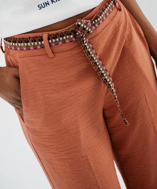 Pantalon fluide avec ceinture tissée femme vue2 - GEMO 4G FEMME - GEMO