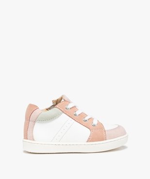 Baskets bébé fille dessus cuir à lacets et zip – NA! vue1 - NA! - GEMO