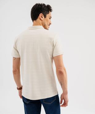Polo manches courtes à rayures texturées homme vue3 - GEMO (HOMME) - GEMO