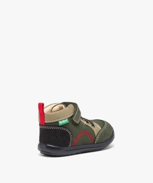 Chaussures premiers pas bébé garçon en cuir à lacets élastiques et à scratch - Kickers vue4 - KICKERS - GEMO