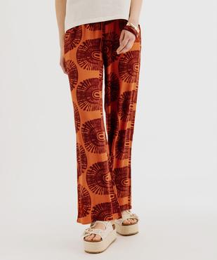 Pantalon large en viscose froissée femme vue2 - GEMO 4G FEMME - GEMO