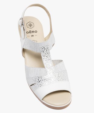 Sandales femme confort à talon compensé avec brides fantaisie élastiques et en cuir vue5 - GEMO 4G FEMME - GEMO