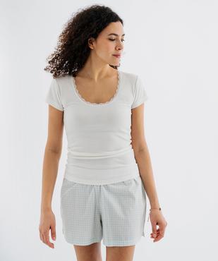Haut de pyjama en maille côtelée femme vue4 - GEMO 4G FEMME - GEMO