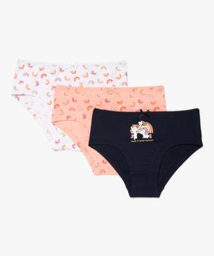 Shorties imprimés licorne et arc-en-ciel fille (lot de 3) vue1 - GEMO 4G FILLE - GEMO