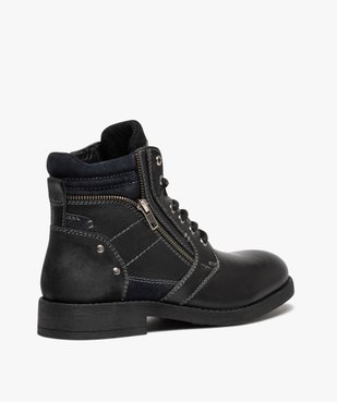 Boots homme dessus cuir uni détails métalliques - Taneo vue4 - TANEO - GEMO