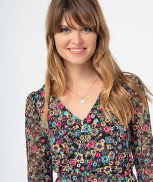 Robe femme imprimée avec col V et manches 3/4 vue2 - GEMO(FEMME PAP) - GEMO