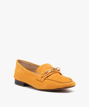 Mocassins femme unis en suédine avec chaine métallique vue3 - GEMO (CASUAL) - GEMO