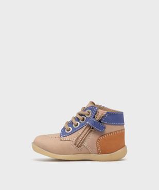 Chaussures premiers pas à lacets et zip bébé - Kickers vue3 - KICKERS - GEMO
