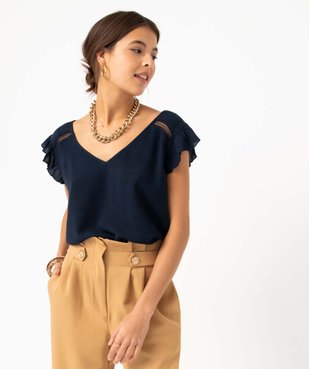 Blouse femme sans manches à volants et dentelle vue1 - GEMO(FEMME PAP) - GEMO