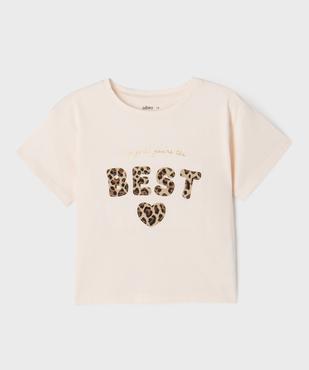 Tee-shirt manches courtes coupe oversize avec broderies fille vue2 - GEMO (ENFANT) - GEMO
