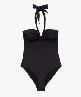 Maillot de bain femme 1 pièce bandeau avec liens tour de cou vue4 - GEMO 4G FEMME - GEMO