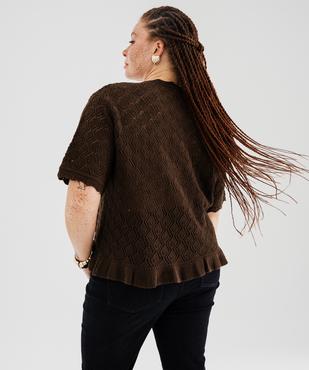 Gilet manches courtes en maille ajourée femme grande taille vue4 - GEMO 4G GT - GEMO