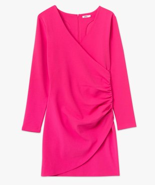 Robe femme ajustée effet drapé à manches longues vue4 - GEMO(FEMME PAP) - GEMO