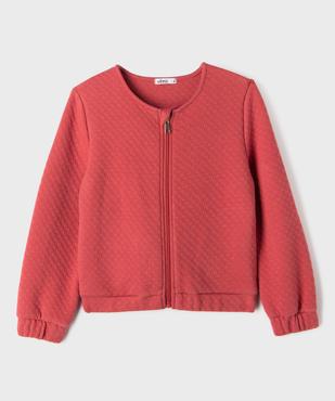 Sweat zippé en maille fantaisie fille vue1 - GEMO (ENFANT) - GEMO