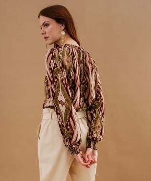 Blouse manches longues fluide à col montant noué femme vue3 - GEMO(FEMME PAP) - GEMO