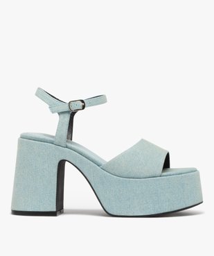 Sandales femme unies à talon flare et semelle plateforme vue2 - GEMO(URBAIN) - GEMO