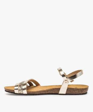 Sandales femme dorées à petit talon compensé vue3 - GEMO (CASUAL) - GEMO