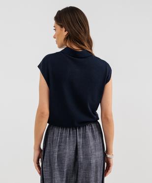 Pull sans manches à col polo en maille fine femme - LuluCastagnette vue3 - LULUCASTAGNETTE - GEMO