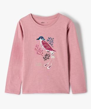 Tee-shirt fille à manches longues et broderies vue1 - GEMO (ENFANT) - GEMO
