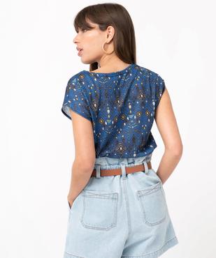 Tee-shirt femme à manches courtes imprimé en maille fine vue3 - GEMO(FEMME PAP) - GEMO
