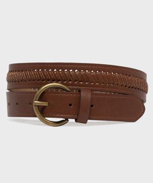 Ceinture ajourée et surpiquée à boucle ronde en métal vieilli femme vue1 - GEMO (ACCESS) - GEMO