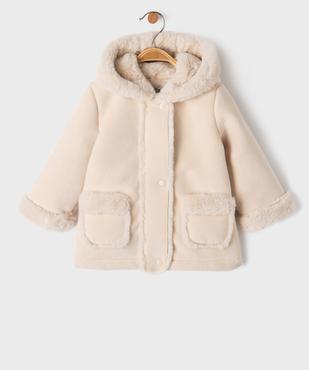 Manteau à capuche en velours doublure chaude bébé fille vue1 - GEMO(BEBE DEBT) - GEMO
