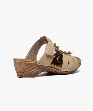 Mules femme confort avec fleurs en relief et bride à scratch vue4 - GEMO (CONFORT) - GEMO
