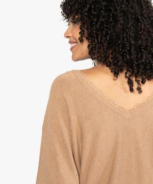 Pull femme en maille fine avec décolleté V en dentelle vue2 - GEMO(FEMME PAP) - GEMO