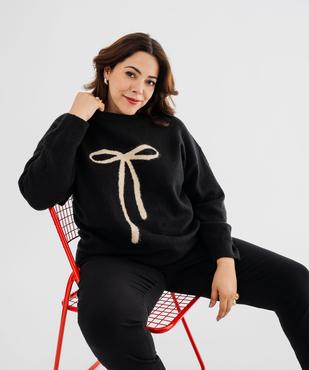 Pull en maille douillette coupe loose à motif femme vue4 - GEMO (G TAILLE) - GEMO
