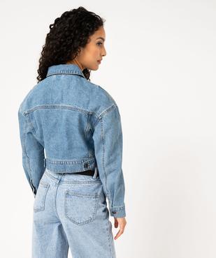 Veste en jean délavé courte femme vue3 - GEMO 4G FEMME - GEMO