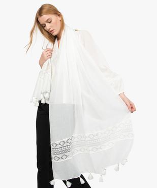 Foulard uni avec dentelle et pompons vue4 - GEMO (ACCESS) - GEMO