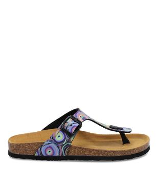Mules femme à talon plat et bride entre-doigts imprimée vue1 - GEMO (CASUAL) - GEMO