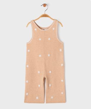 Combinaison en maille avec motifs fleuris brodés bébé fille vue2 - GEMO 4G BEBE - GEMO